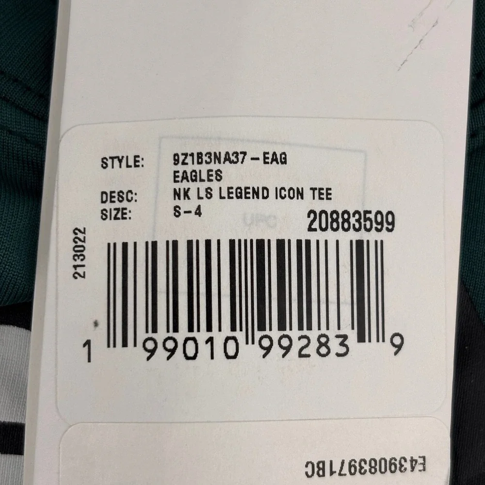Nike Philadelphia Eagles Shirt Kids Size 4 Green Long Sleeve Dri-FIT NWT NFL